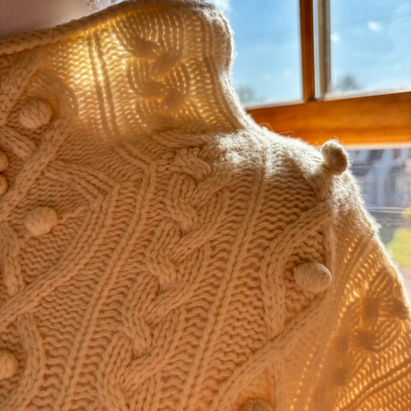 Theory Mixed Cable Pullover in Felted-Wool Cashmere Ivory Size L - Picture 4 of 5